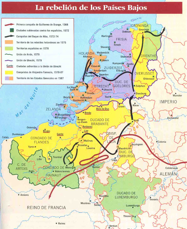 Mapa - La Rebelion de los Paises Bajos 1568-1648 [The revolt of the
